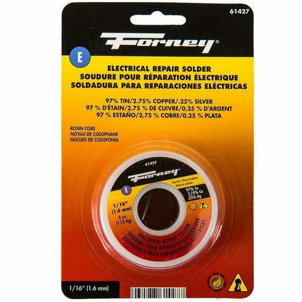 Forney Solder, Lead Free LF, Electrical Repair, Rosin Core, 1/16 in, 4 Ounce 61427